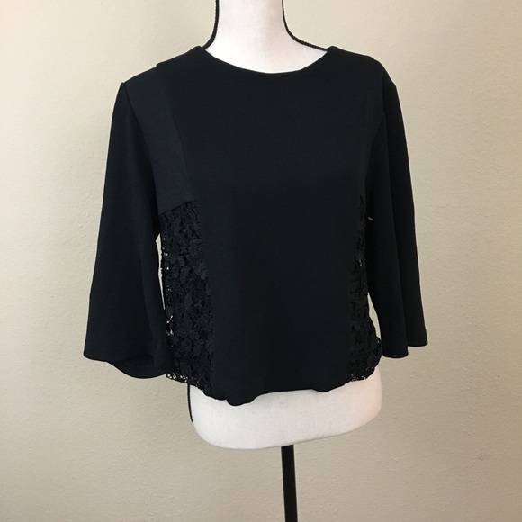 NWT Express Back Cut Out Lace Trim Top Large - Picture 1 of 8